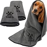 Elite Paws Ultra-Absorbent Luxury Dog Towel 140x70cm 2 Pack Charcoal Grey