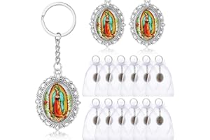 LANDICAL 24 Pcs Our Lady of Guadalupe Keychains Baptism Favors for Guests First Communion Gift Virgen De Guadalupe Llaveros with Organza Gift Bags Religious Catholic Keychain Recuerdos De Bautizo Christening