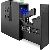 Biometric Pistol Gun Safe with Auto Sliding Door – 0.1s Quick Access Handgun Safe for Nightstand, Desk, Bedside, Truck – Fingerprint, PIN Code & Key Access Security Box