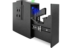 ZCF MATE Biometric Pistol Gun Safe with Auto Sliding Door – 0.1s Quick Access Handgun Safe for Nightstand, Desk, Bedside, Truck – Fingerprint, PIN Code & Key Access Security Box