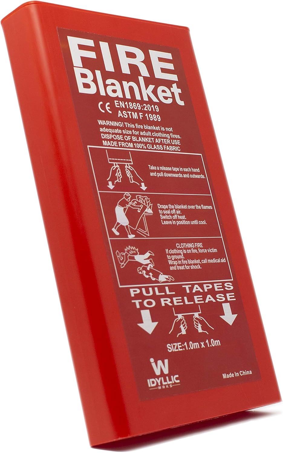 IW Fire Blanket Kitchen - Hardshell - Emergency Blankets for Home Protection | Fire Extinguisher & Suppression for Stove Grease Reaction | Fireproof - Firesafe Survival Safety Gear for People
