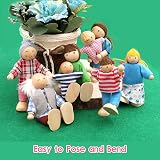 SumDirect Sets of 8 Wooden Family Dolls Playset for Doll House 8 Figures view 4