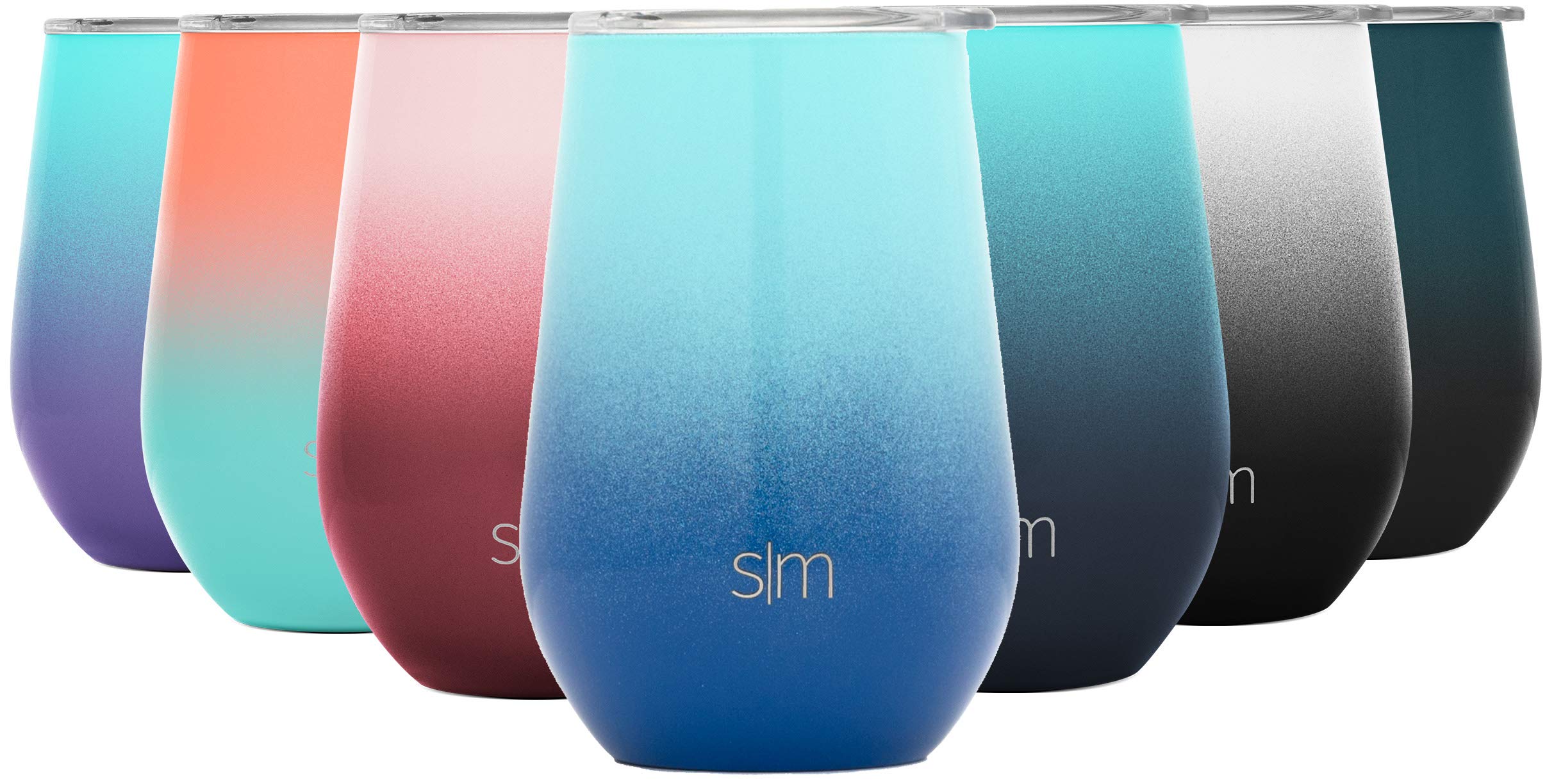 Simple Modern Spirit 12oz Wine Tumbler Glass with Lid - Vacuum Coffee Mug Stemless Cup 18/8 Stainless Steel Ombre: Pacific Dream