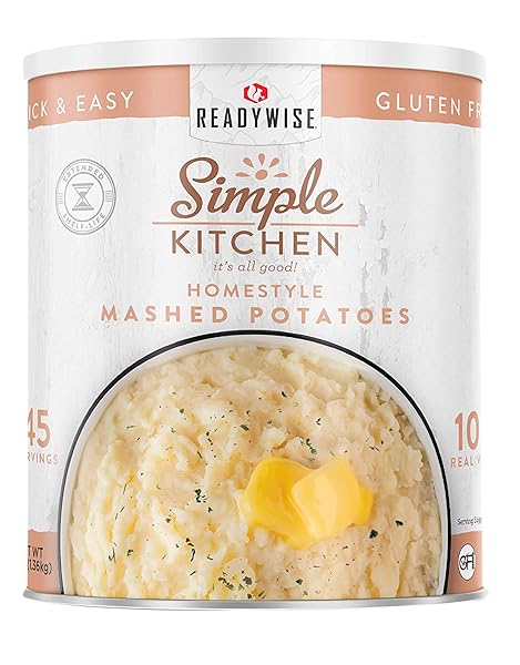 READYWISE SIMPLE KITCHEN HOMESTYLE MASHED POTATOES, 45 SERVINGS – GLUTEN-FREE FREEZE-DRIED MRE FOR EMERGENCY FOOD SUPPLY, LONG-TERM STORAGE, CAMPING, SURVIVAL, AND DISASTER PREPAREDNESS, #10 CAN