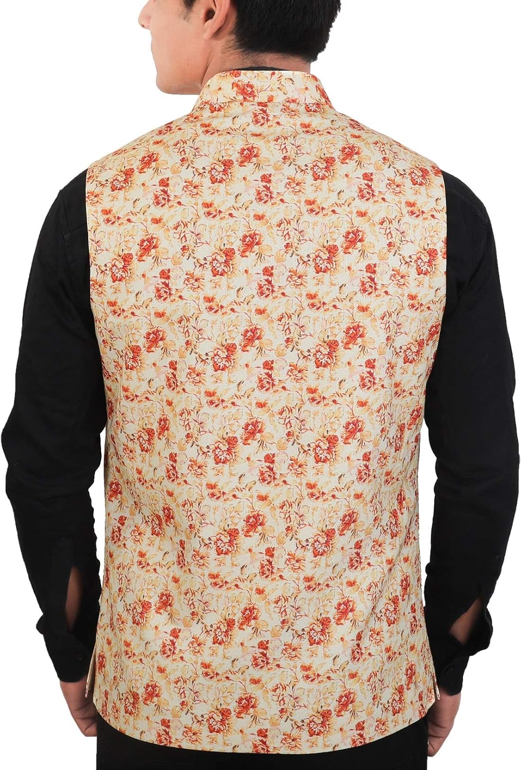 la rainbow casual silk blend printed nehru jacket for men/boys