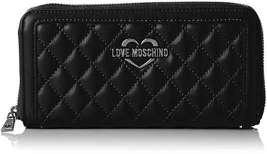 Love Moschino Damen Portaf, Quilted Metallic Pu Nero Clutch, schwarz (Black), 3 x 10 x 20 cm