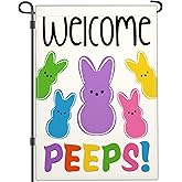 NASIAN Welcome Easter Garden Flags for Outside 12x18 Double Sided Easter Bunny Peeps Yard Decor Spring Garden Flag Outdoor House Holiday Decorations Banner