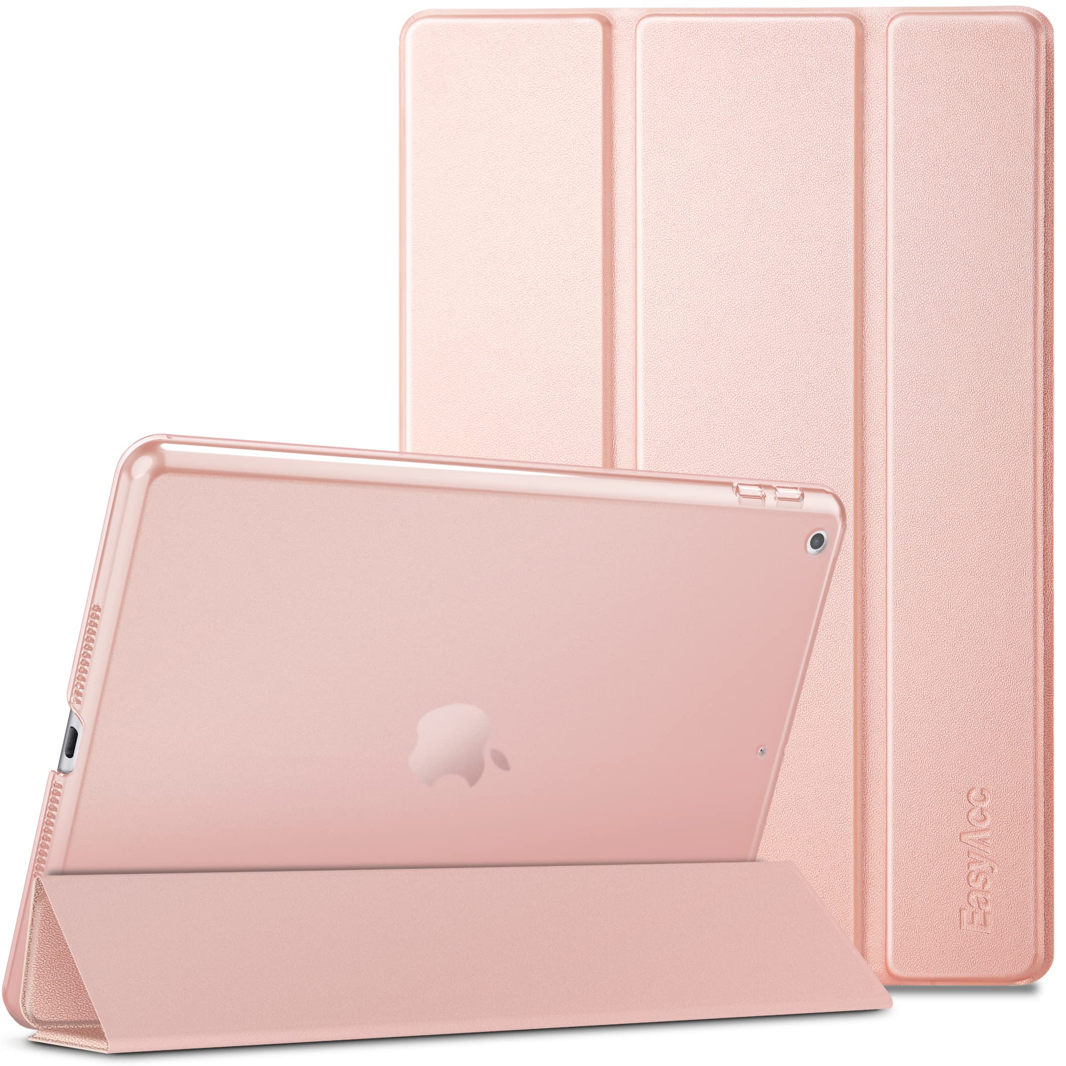 EasyAcc Case Compatible with iPad 9th / 8th / 7th Generation (iPad 10.2 inch 2021/2020/2019), Slim Translucent Cover for iPad 7 8 9 Auto Wake/Sleep, Rose Gold