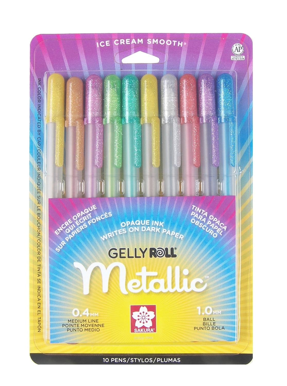 10 x Sakura Metallic Gelly Roll Gel Pen 10 Vibrant COLOUR SET Made in