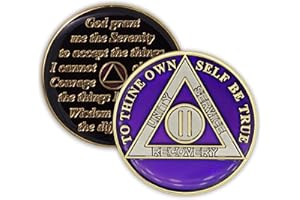 THE TOKEN SHOP 2 Year Sobriety Coin | Triplate AA Chip Recovery Anniversary Token (Purple)