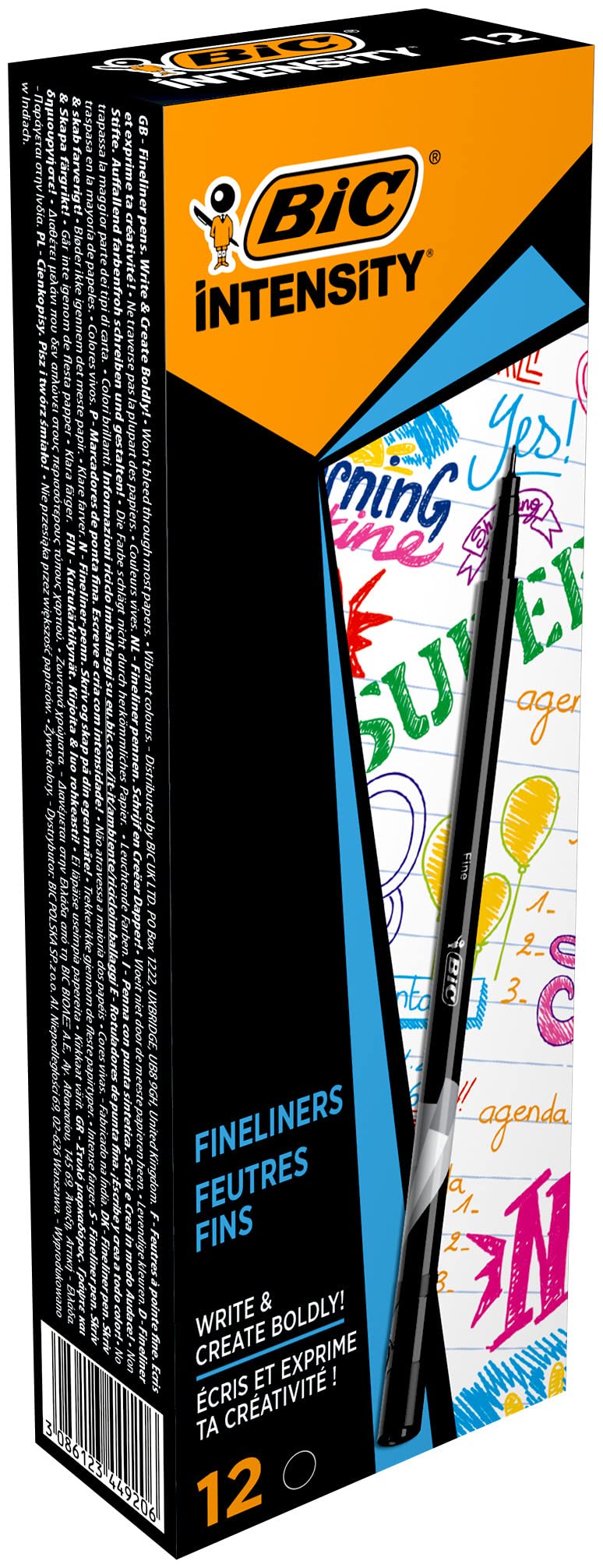 Bic Intensity 0.4 mm Fine Point Writing Felt Tip Pens (Pack of 12) 12 Black