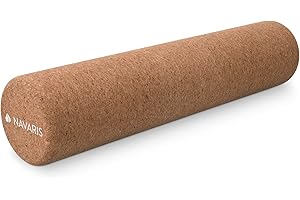 Navaris Cork Roller - Fitness Sport Yoga Cork Tube for Legs, Back, Muscles - Medium, 4 x 18"