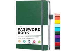 LORTARL Password Book with Alphabetical Tabs - Internet Address & Password Keeper Logbook, Hardcover Password Notebook for Password Organization