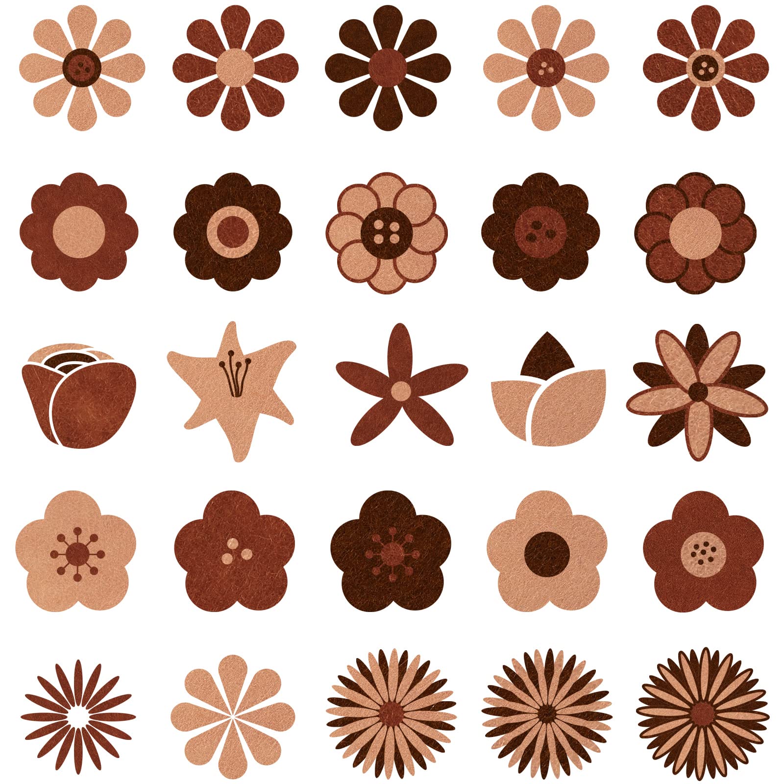 Whaline 18Pcs Felt Fabric Sheets Soft Thick Assorted Brown Craft Felt Pack for Autumn Thanksgiving Harvest DIY Craft Sewing Patchwork Art Projects, 3 Colors, 7.9 x 11.8 Inch