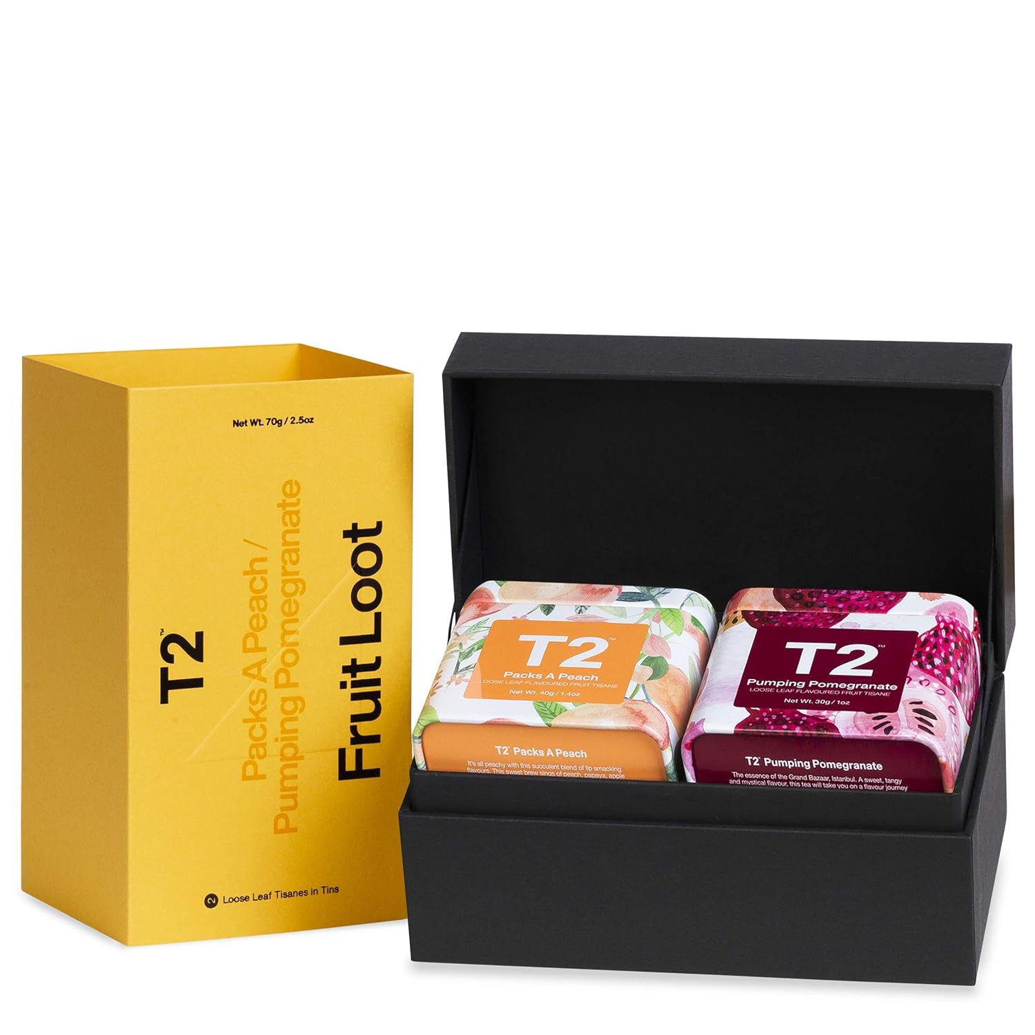 Amazon Com T2 Tea Fruit Loot Fruit Gift Pack Loose Leaf Fruit In Mini Limited Edition Tin Oz Peach 2 5 Ounce Grocery Gourmet Food