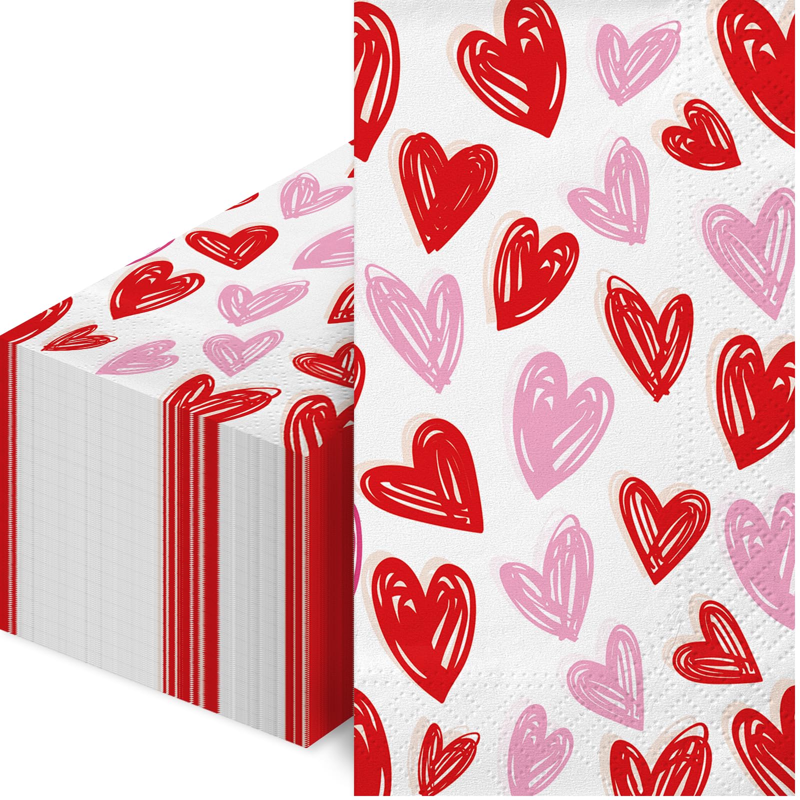 Photo 1 of 100Pcs Valentine's Day Disposable Napkins for Bathroom Guest Use - Heart Paper Napkins