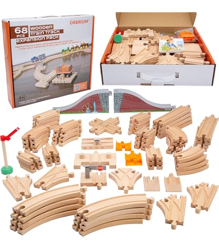 Accesorios De Vía De Tren De Madera – Puente Viaducto Con 8 Soportes Y 8 Piezas De Vía – Compatible Con Principales Marcas