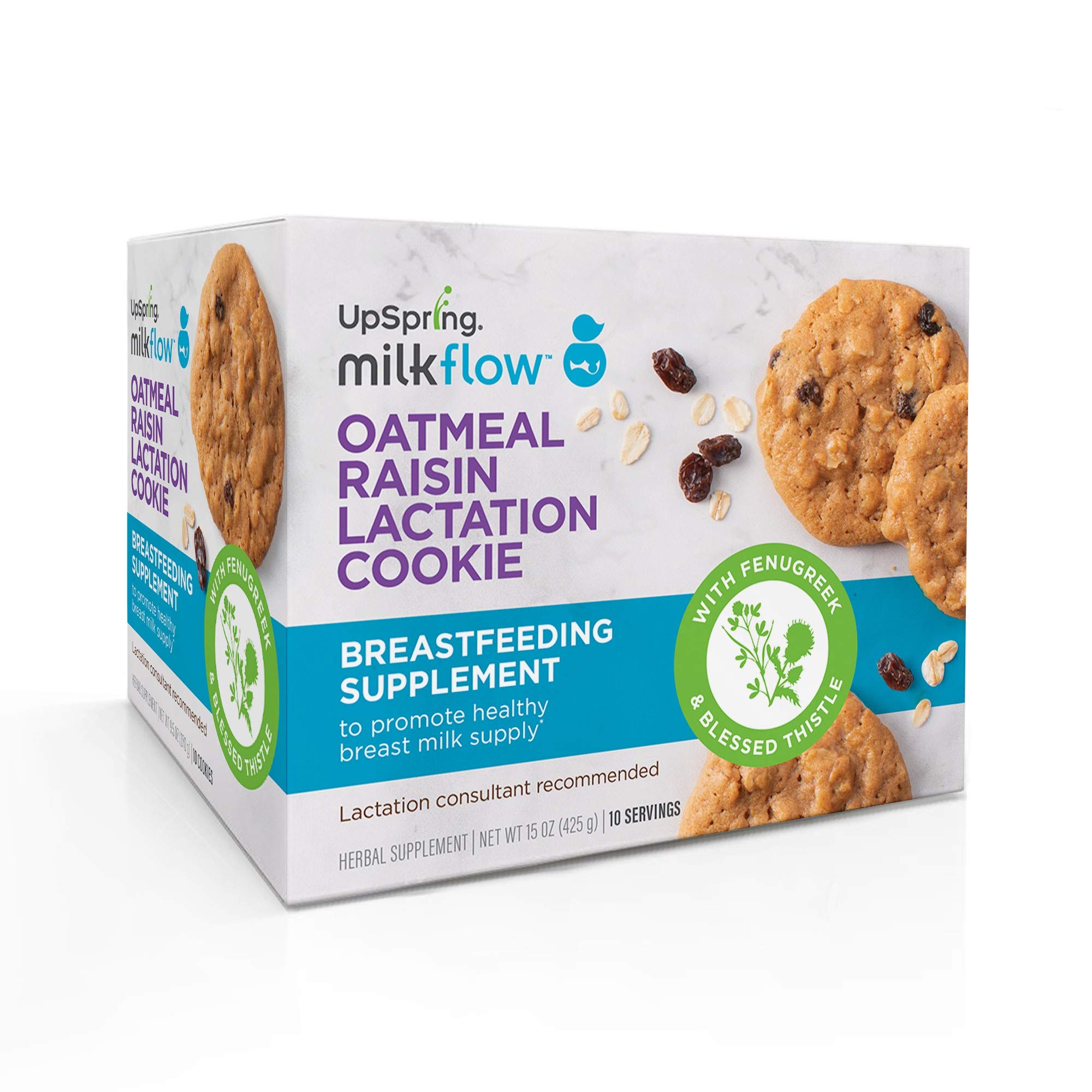 UpSpring Milkflow Fenugreek and Blessed Thistle Lactation Cookies, Double Chocolate Chip, 10