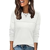 WIHOLL Sweaters for Women Crewneck Crochet Tops Long Sleeve 2025 Fall Winter Outfits Fashion Clothing