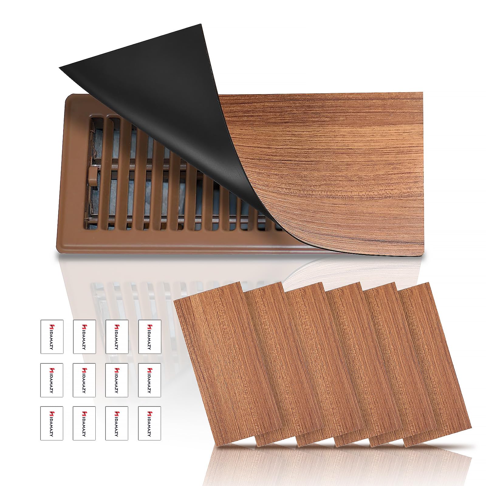 Strongest Magnetic Vent Covers, 30,5x10,2cm Heat/AC Vent Covers for Home Floor Standard Air Registers, Wall/Ceiling Floor Vent Cover Home and RV, HVAC (Air Vent Covers, Wood Grain, 6Pcs)