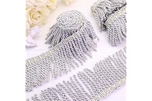 DHFLYDH Silver Fringe Trim, 3 Yards Curtain Fringes Trim Bullion Glitter Fringe Tassel Trim for Table Runner Clothes Sofa Curtain Decoration