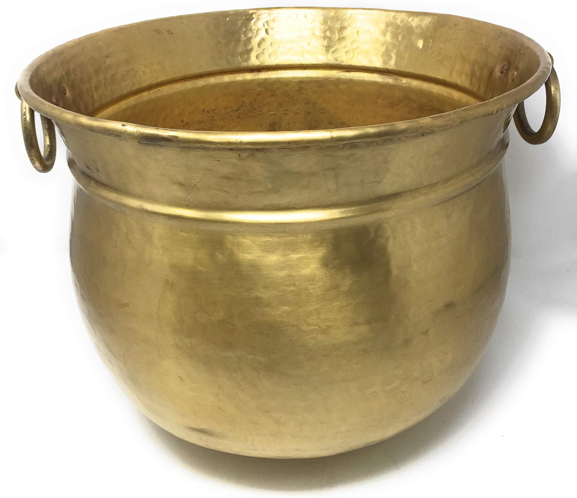 Serene Spaces Living Antique Brass Bowl –Vintage Hammered Texture and Traditional Design – Solid Brass, Handmade in India, Measures 11” Diameter x 7.75” Tall