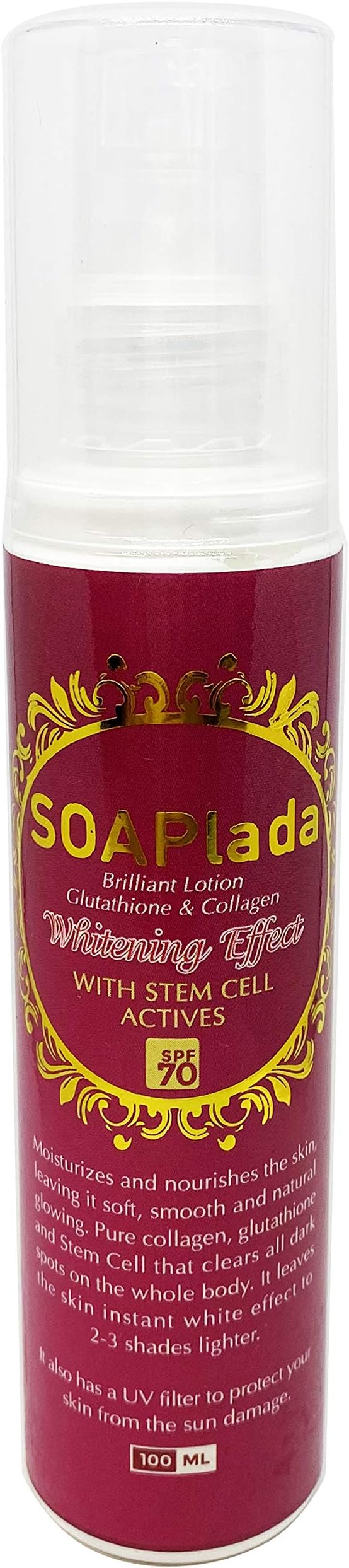 SOAPLADA Brilliant White Lotion with SPF60 and Glutathione