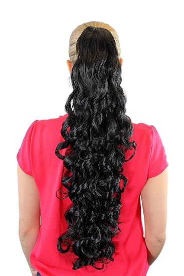 Haarteil Zopf Schwarz ca. 70cm volle Locken Butterfly-Clip Extension JL-3112-1B