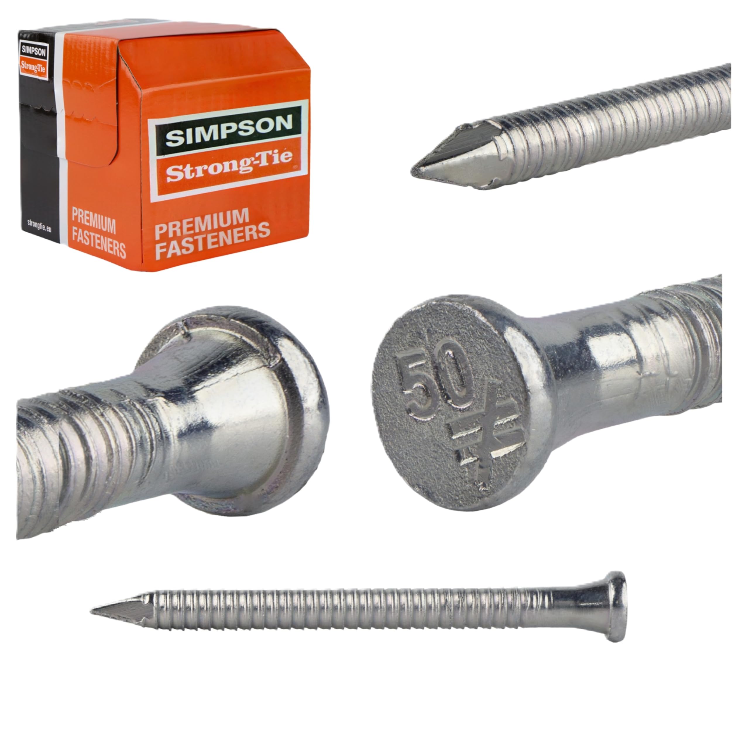 Simpson Strong-Tie - Electro Galvanized Annular Ring Shank nails - D4 L50 mm - Qty. 250 - Ref. CNA4,0X50