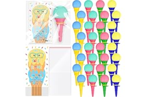 Noxglory 32 Set Ice Cream Shooters Gift 4 Inch Ice Cream Ball Launcher with Inspirational Card Multicolor Icecream Cone Foam 