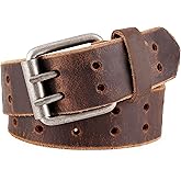 F&L CLASSIC Leather Work Belt, Heavy Duty Double Prong full grain Leather Belts for Men 1 1/2", Mens Casual Belts for Jeans