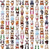 Zhanmai 100 Pcs Mini Stuffed Animal for Kids Bulk Small Forest Keychain Stuffed Animals for Woodland Baby Shower Party Favors Easter Egg Filler Birthday Valentine Carnival Classroom Gift