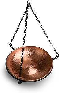 Monarch Abode 17065 Hanging Hammered Copper Bird Bath