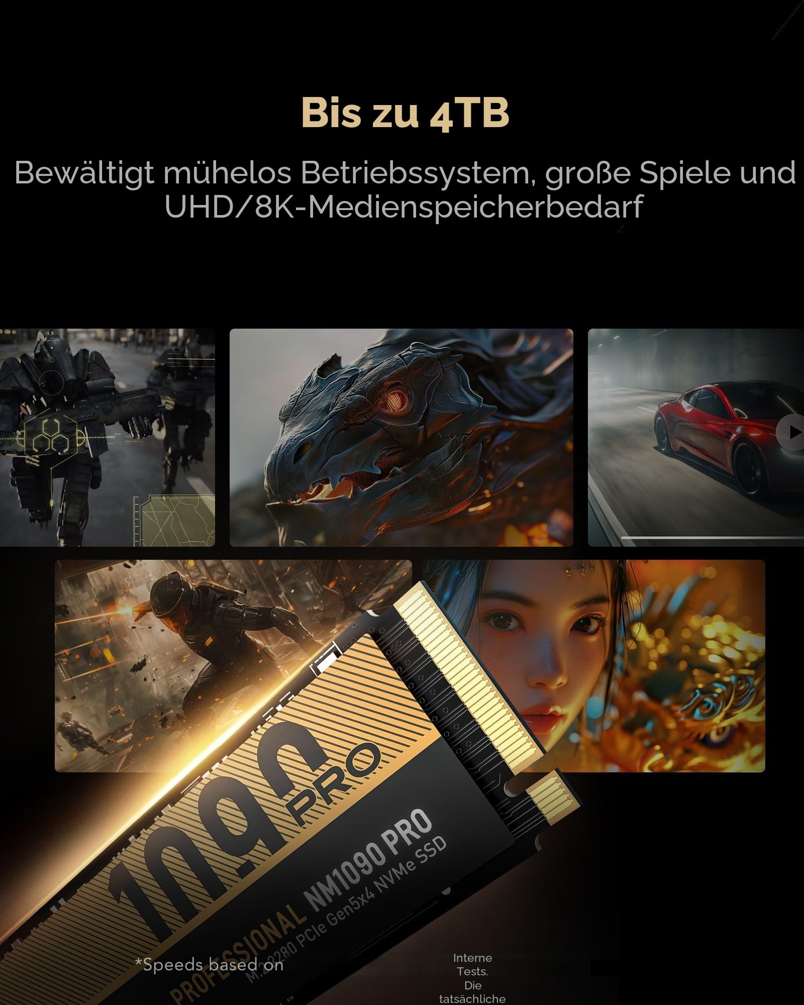 Lexar SSD 4TB PCIe 5.0 Gen5 NVMe SSD - Bis zu 14.000MB/s, Erweiterte Thermokontrolle, DirectStorage-SSD für AI-Lasten, Gaming & Content-Erstellung Laptop/PC 7