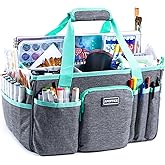 APOFFICE Art Supply Organizer Tote Bag – Craft Caddy with Handle, Utility Storage Tote with Multiple Pockets & Adjustable Divider for Stationary, Sewing, Scrapbooking, School, Office, Medical Supplies