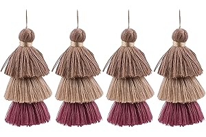 KONMAY 4pcs Tri-Layered Tassels with Hanging Loop for Jewelry Making, Clothing