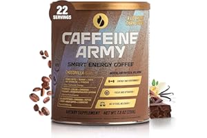 CAFFEINE ARMY Smart Energy Coffee, Keto Instant Coffee, Collagen, MCT Oil for Focus, L-Carnitine, Gluten Free Sugar Free Super Coffee Functional Drink Mix,Hot or Iced, Choconilla,7.76 oz,22 Servings