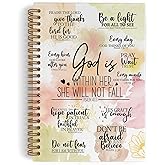 QLMX Christian Gifts for Women Spiral Notebook, God Is Within Her She Will Not Fall Journal Notebook, Bible Verse Notebooks for School Work, Inspirational Religious Office Supplies Gifts, 5.5x8.3Inch