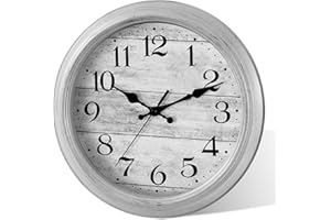 HYLANDA Wall Clock, 14 Inch Kitchen Wall Clocks Battery Operated, Bathroom Gray Clock Silent Non-Ticking, Vintage Retro Grey Clocks Decorative for Living Room, Bedroom, Office, Home,(14")