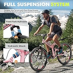 Max4out 26 Inch Folding Mountain Bike, 21 Speed