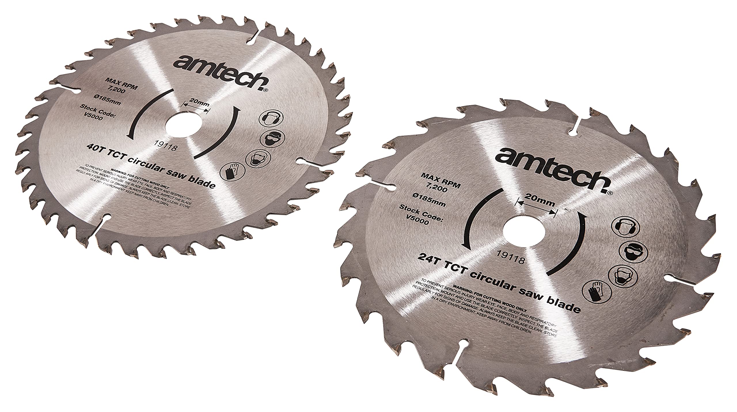 Amtech V5000 2 Piece 185mm tungsten carbide circular saw blade set