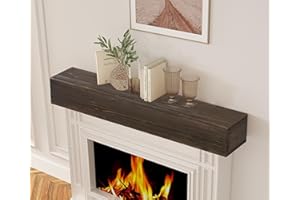 MEDERLO 48"×9"×6" Rustic Wood Fireplace Mantel | Wall-Mounted & Floating Shelf for Home Decor