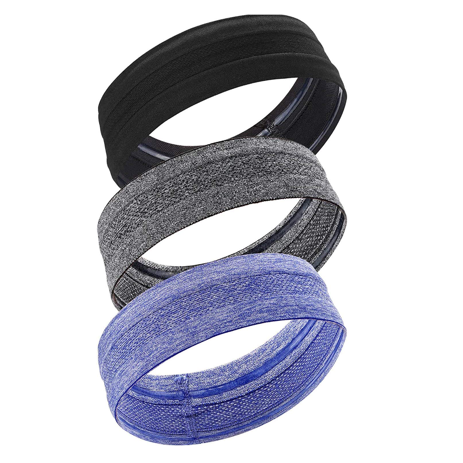 3 Pieces Headbands for Women Elastic Cotton Non Slip Flexible Sweat Wicking Sweatbands Sports Headwear for Running Fitness Yoga Pilates Dancing Cycling