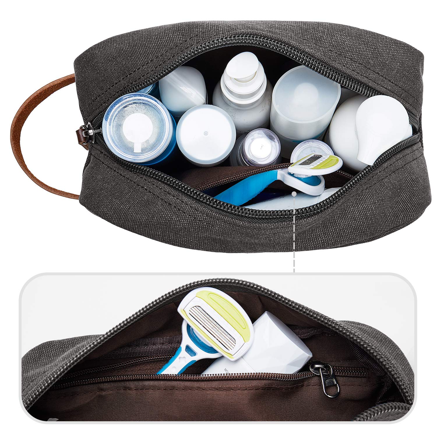 WANDF Toiletry Bag Small Nylon Dopp Kit Lightweight Shaving Bag for Kids Men and Women Grey : Beauty