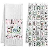 WOTYPU Mahjong Gifts Kitchen Towels, Mahjong Gifts for Women Dish Tea Towels, Gift for Mah Jong Player Lovers Decorative Hand Towel for Bathroom, 16x24 Inch Set of 2