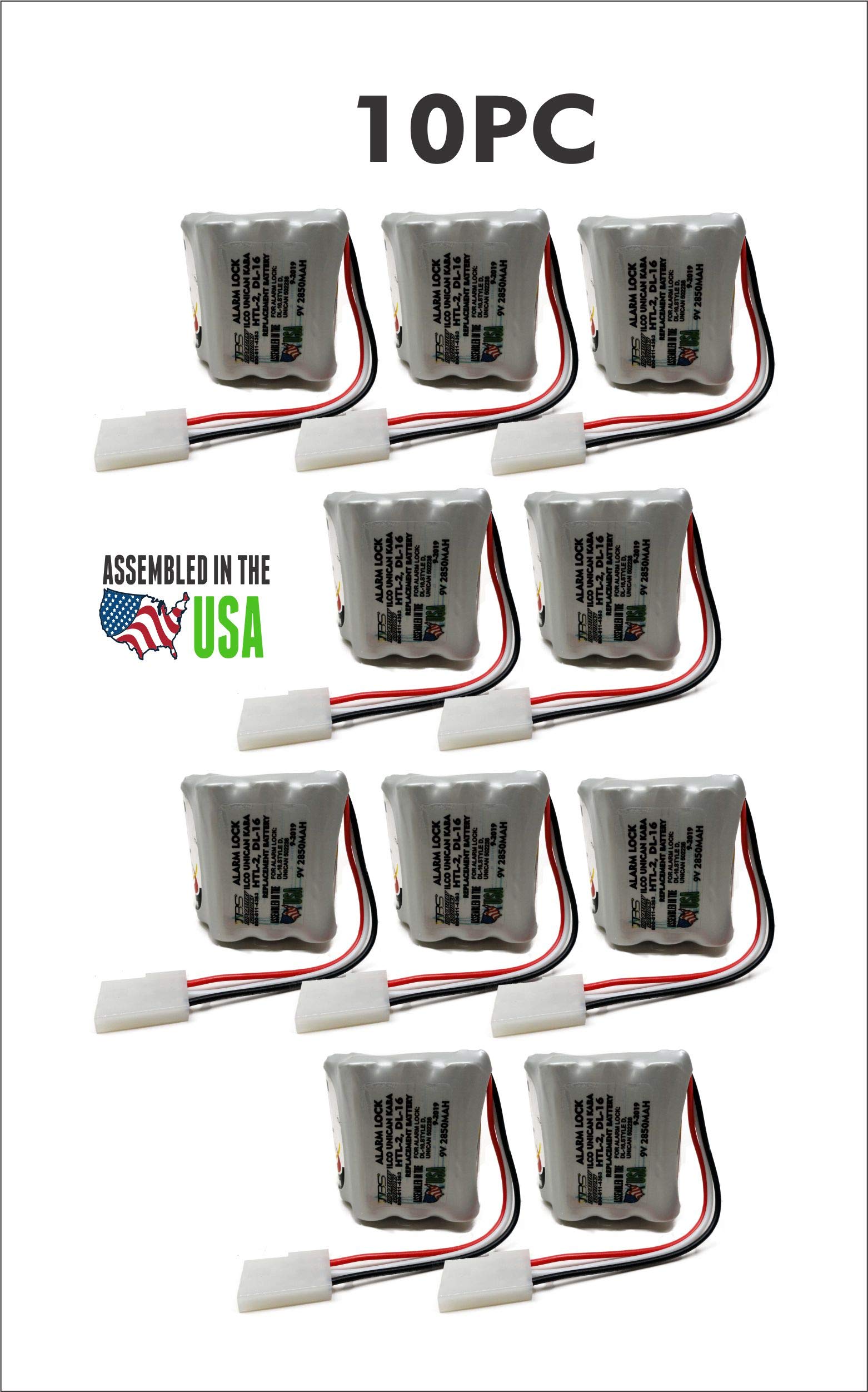 10pc Kaba Ilco Unican 502238, DL-16 Replacement Battery for Electronic Door Lock