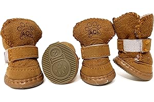 HPWFHPLF Dog Boots 4-Pack, Anti-Slip Paw Protectors for Small Dogs, Chihuahua Yorkie Pomeranian Winter Snow Shoes with Rugged Sole (Brown, Size2)