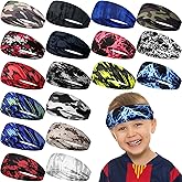Ceenna 18 Pieces Kids Sports Sweatbands for Boys Girls Athletic Headband Wicking Elastic Breathable for Child