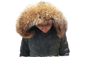 Real Fur Collar Warm Scarf Raccoon Hood Unisex