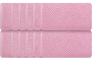 CRAFTBERRY Luxury Bath Sheets| 100% Cotton| Ultra Soft, Plush, Thick, Fluffy, Highly Absorbent, Quick Dry| Home, Pool, Hotel, Shower | Oversized Large Towel Set for Bathroom| Set of 2| 35 x 70| - Pink/Light Pink